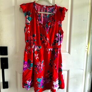 Red Old Navy Tropical Floral Print Summer Dress